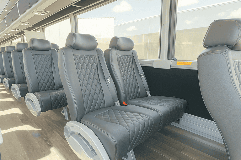 interior of Kenosha Minibus Company charter bus